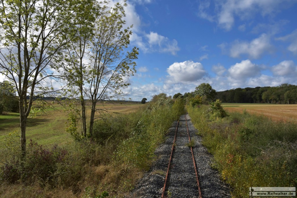 Als die Strecke aus dem Wald "Bois des Rapailles" heraustritt, ist sogar etwas neuer Schotter zu sehen.